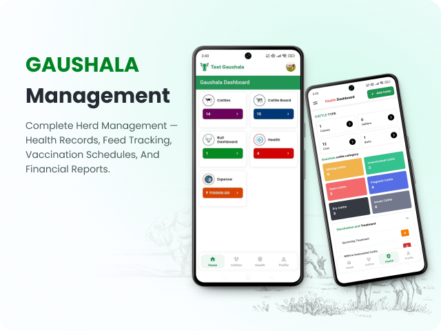 Gaushala herd management and cattle health tracking